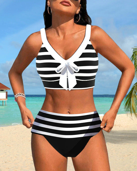 BIKINI DE RAYAS DE TALLE ALTO - MARTINA