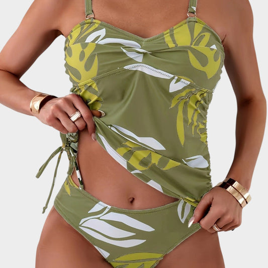 BIKINI CON ESTAMPADO DE HOJAS TROPICALES - CARMEN