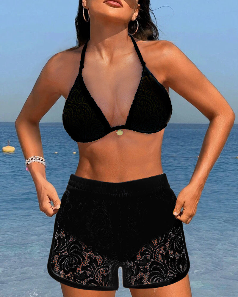 BIKINI ELEGANTE DE ENCAJE LISO - ROBERTA