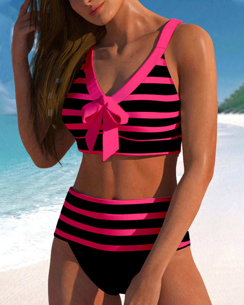 BIKINI DE RAYAS DE TALLE ALTO - MARTINA