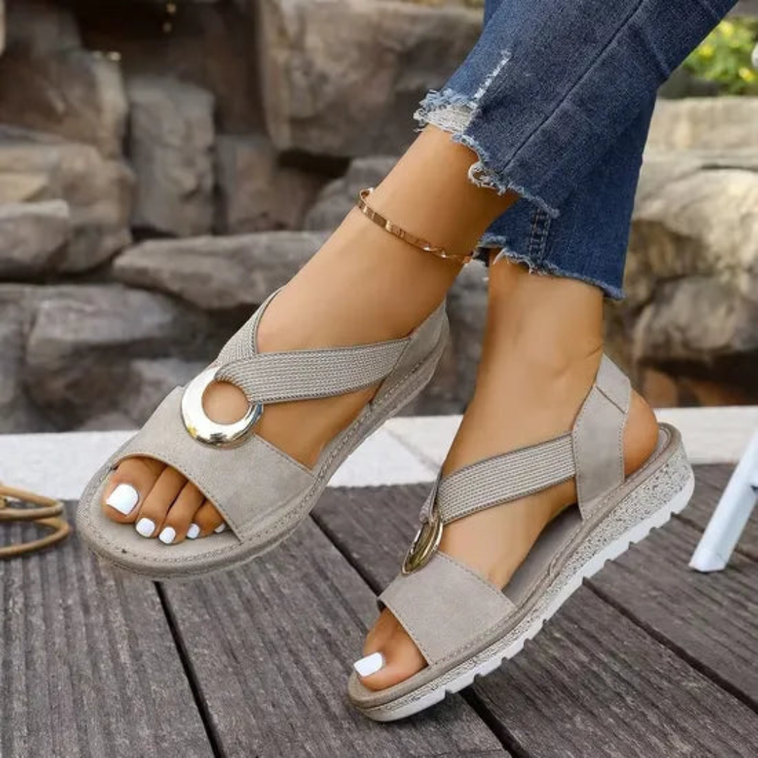 SANDALIAS DE CUÑA CON TIRA ELÁSTICA - ASTRID