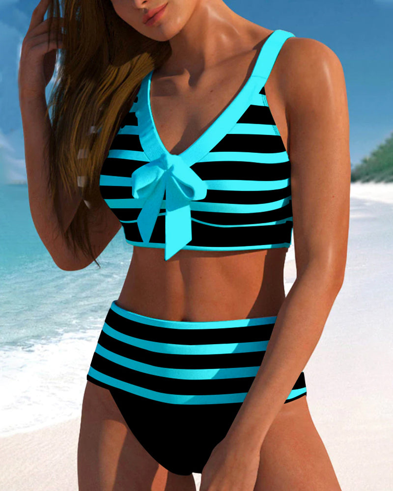 BIKINI DE RAYAS DE TALLE ALTO - MARTINA
