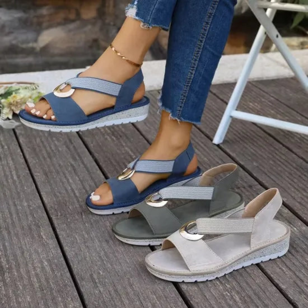 SANDALIAS DE CUÑA CON TIRA ELÁSTICA - ASTRID