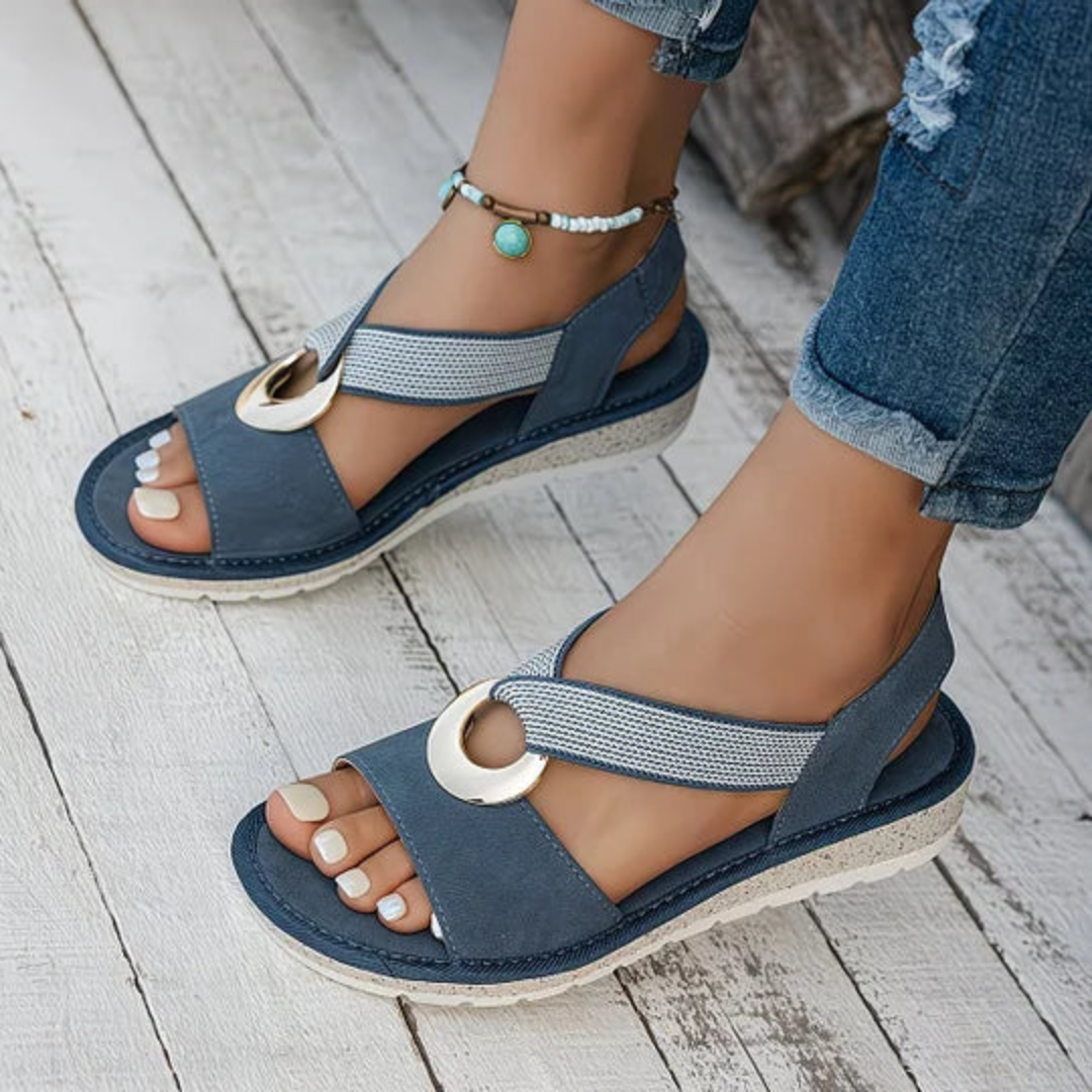 SANDALIAS DE CUÑA CON TIRA ELÁSTICA - ASTRID
