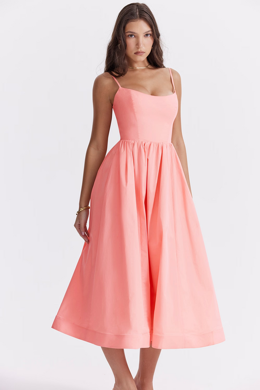 VESTIDO ELEGANTE ESTILO MIDI DE VERANO CON CORSÉ | ESTELLA