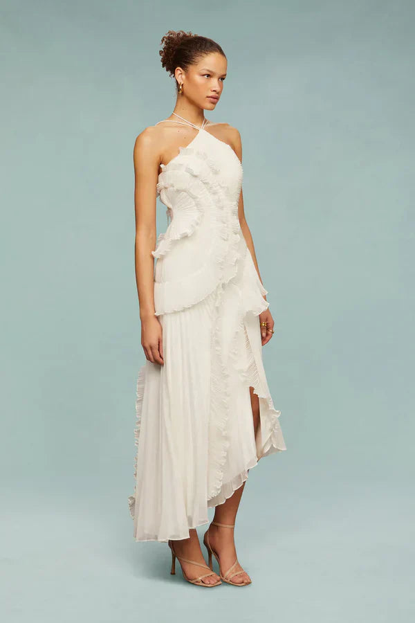 VESTIDO CON VOLANTES EN ESPIRAL - BAMBIA