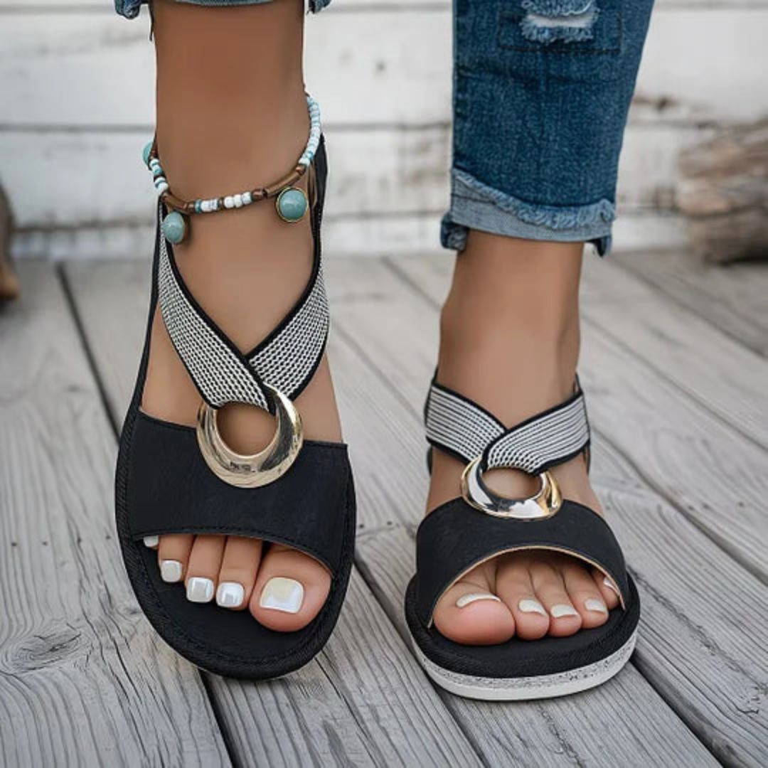 SANDALIAS DE CUÑA CON TIRA ELÁSTICA - ASTRID