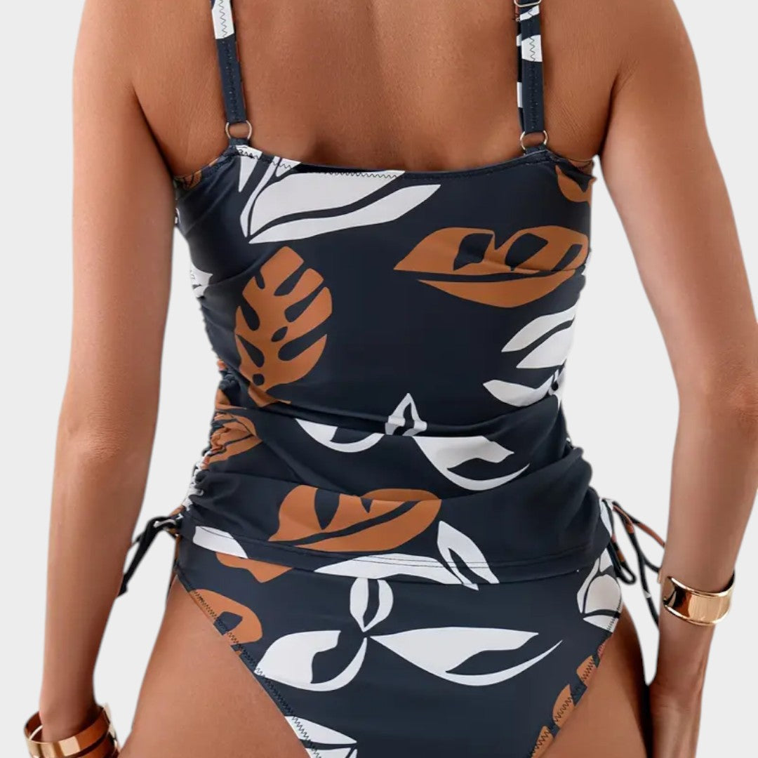 BIKINI CON ESTAMPADO DE HOJAS TROPICALES - CARMEN