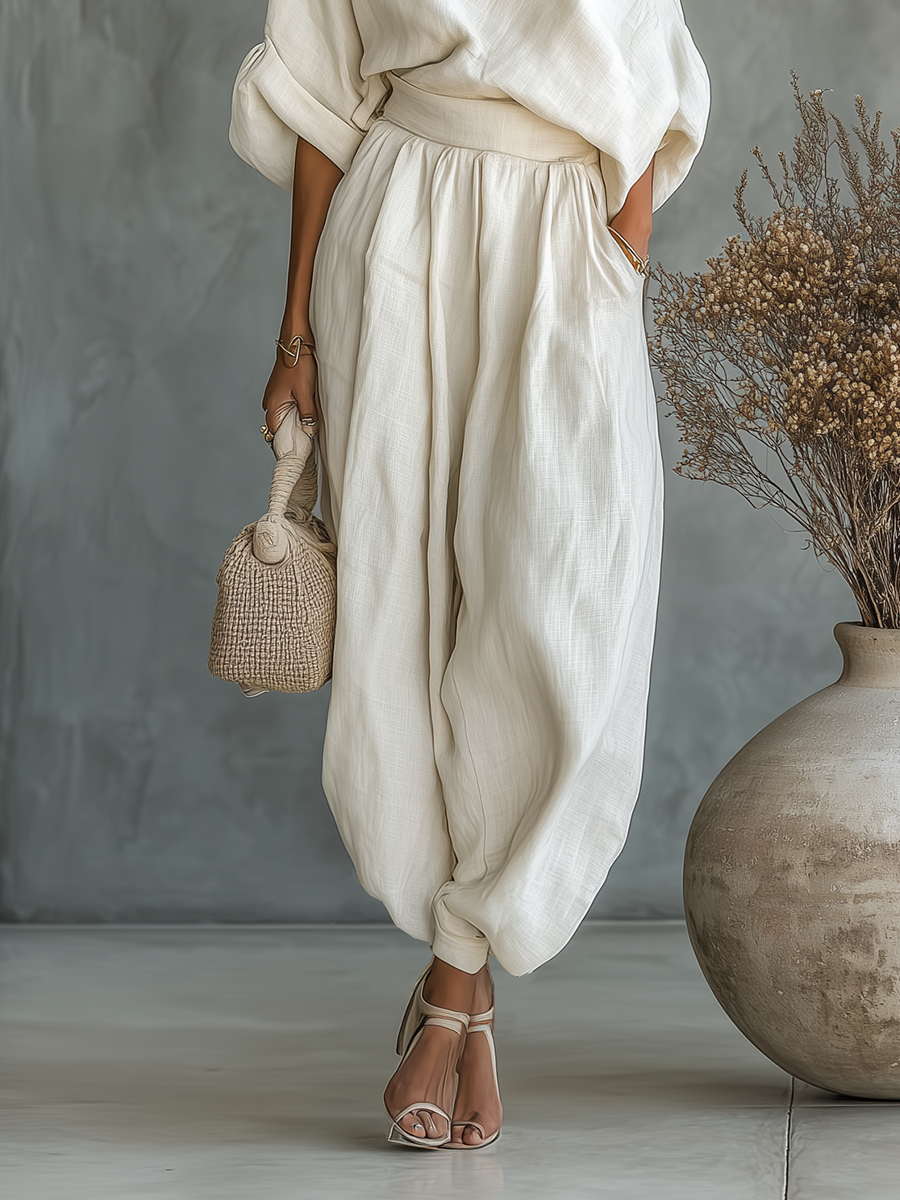 TOP SUAVE CON ESCOTE BARDOT Y PANTALONES AJUSTADOS - YEMEN