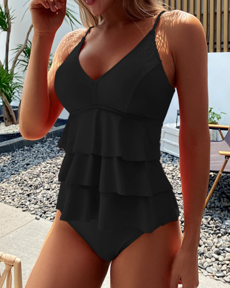 TRAJE DE BAÑO LISO CON DETALLES ELEGANTES - TERESA