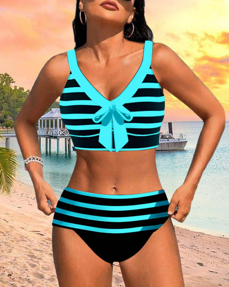 BIKINI DE RAYAS DE TALLE ALTO - MARTINA