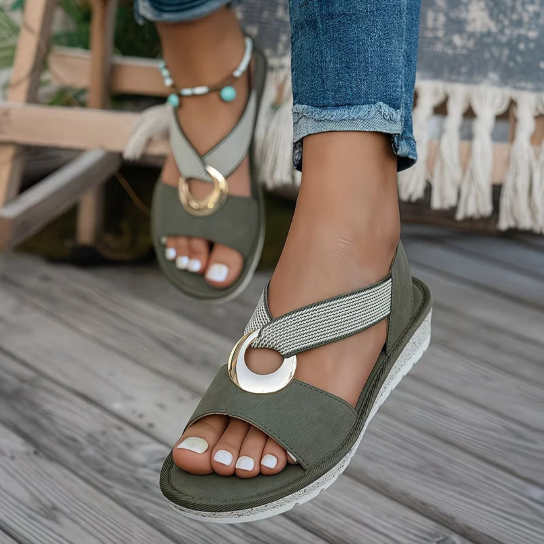SANDALIAS DE CUÑA CON TIRA ELÁSTICA - ASTRID