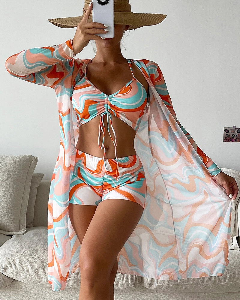 CONJUNTO DE BIKINI DE TRES PIEZAS CON ESTAMPADO - DENISE