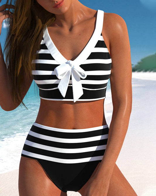 BIKINI DE RAYAS DE TALLE ALTO - MARTINA