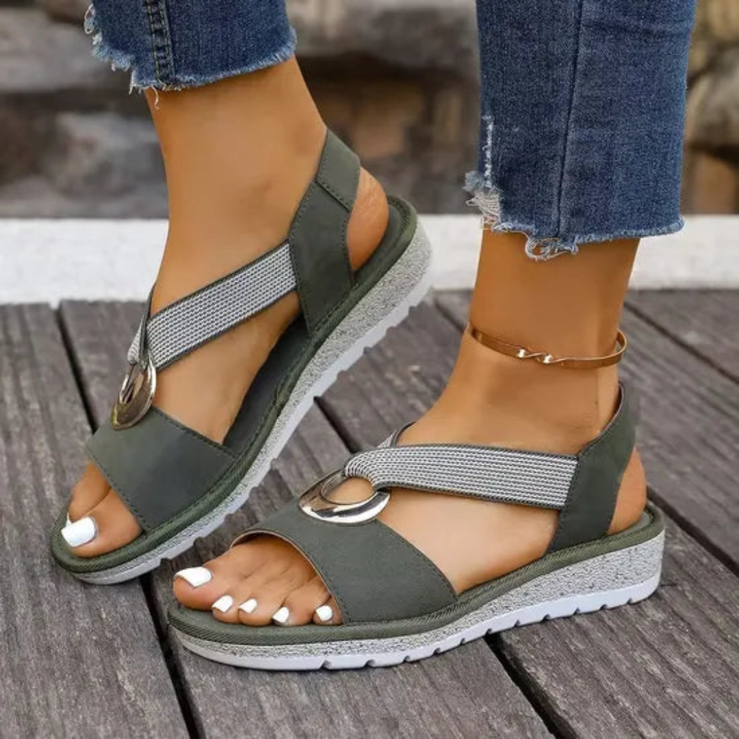 SANDALIAS DE CUÑA CON TIRA ELÁSTICA - ASTRID