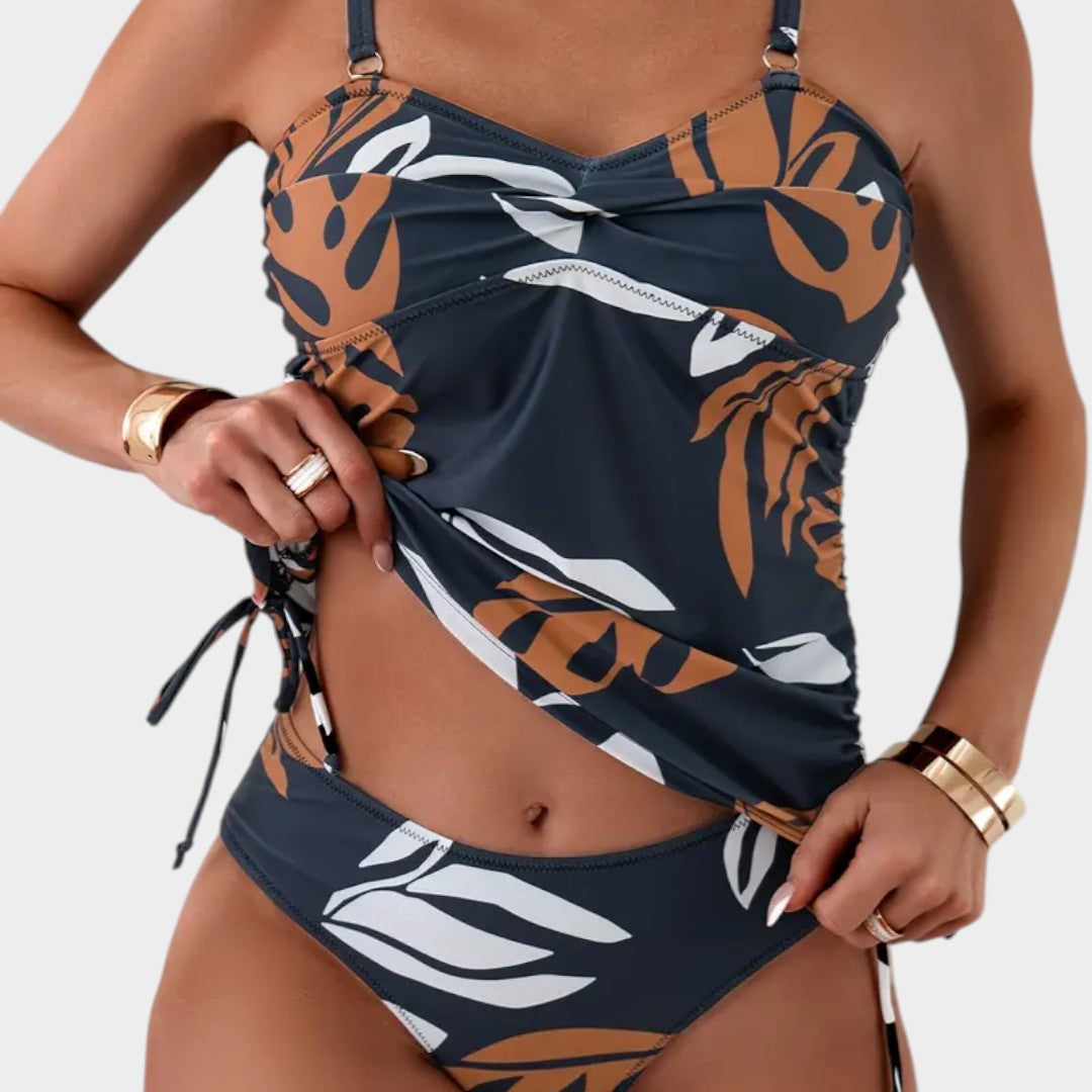 BIKINI CON ESTAMPADO DE HOJAS TROPICALES - CARMEN