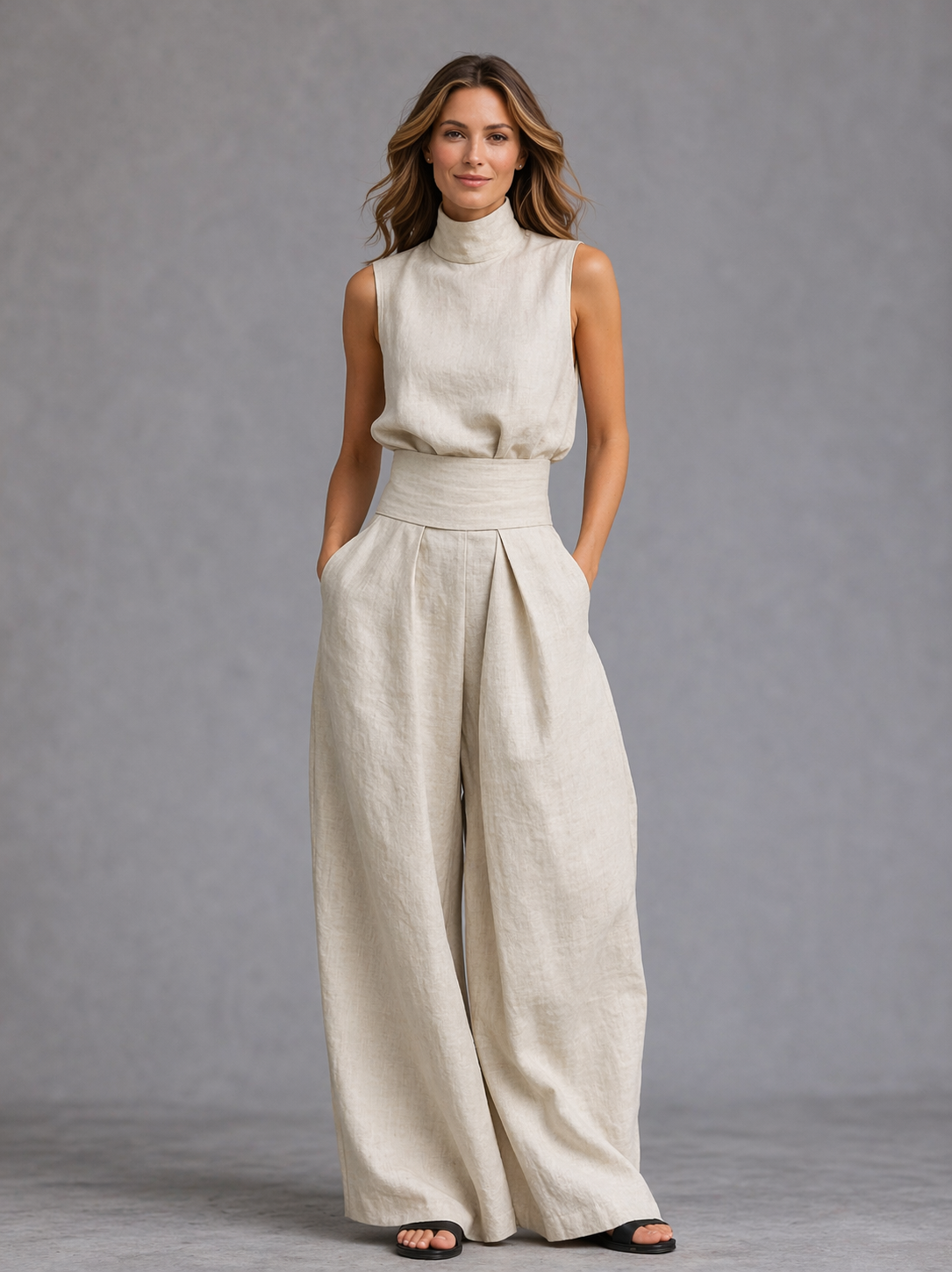 CONJUNTO MINIMALISTA DE BLUSA SIN MANGAS | ATHENEA