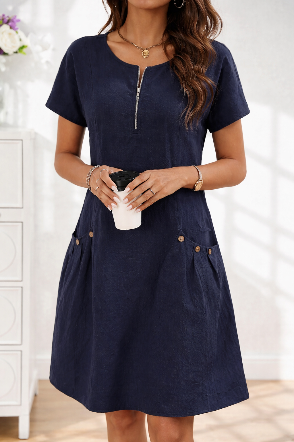 VESTIDO CORTO DE LINO - ASIA