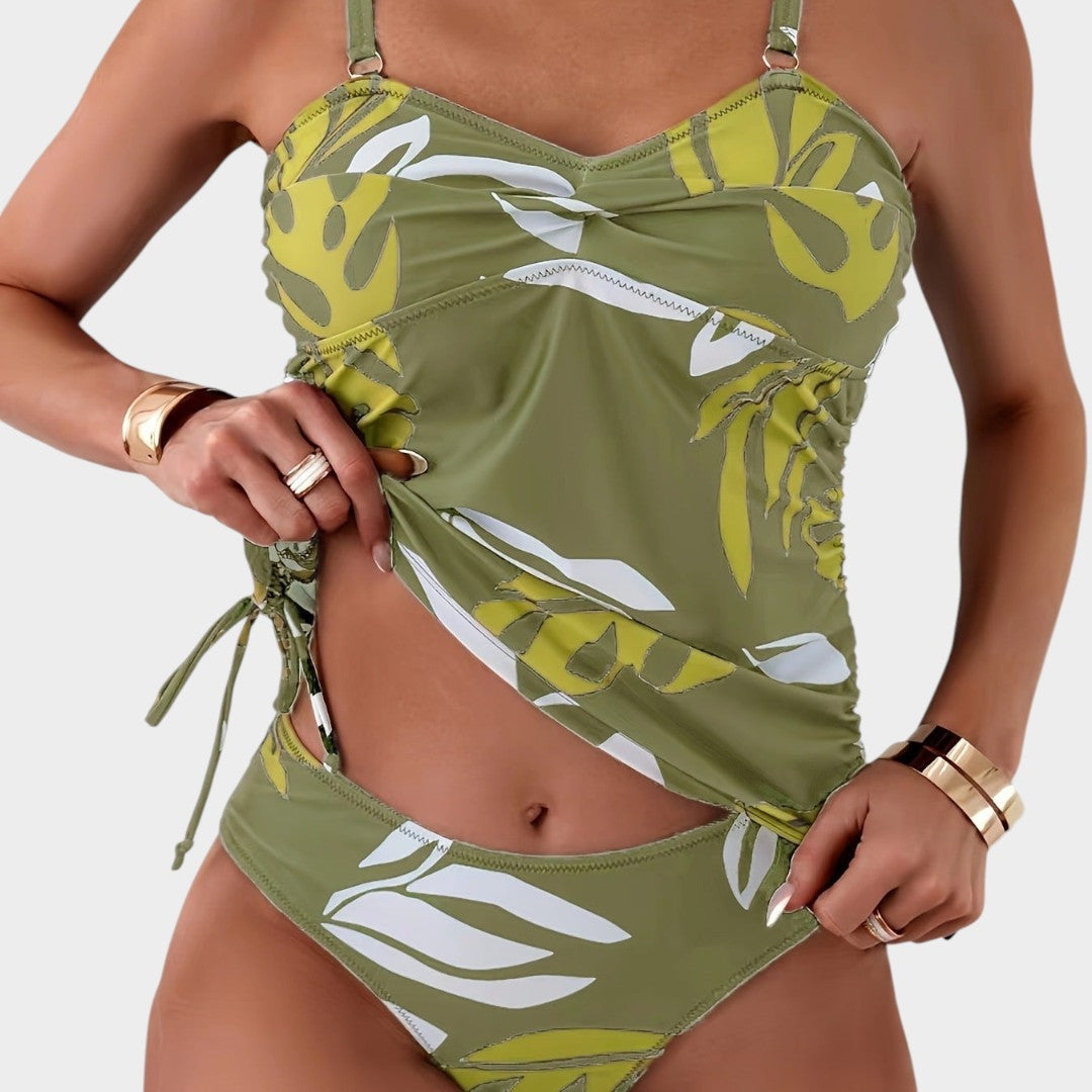 BIKINI CON ESTAMPADO DE HOJAS TROPICALES - CARMEN