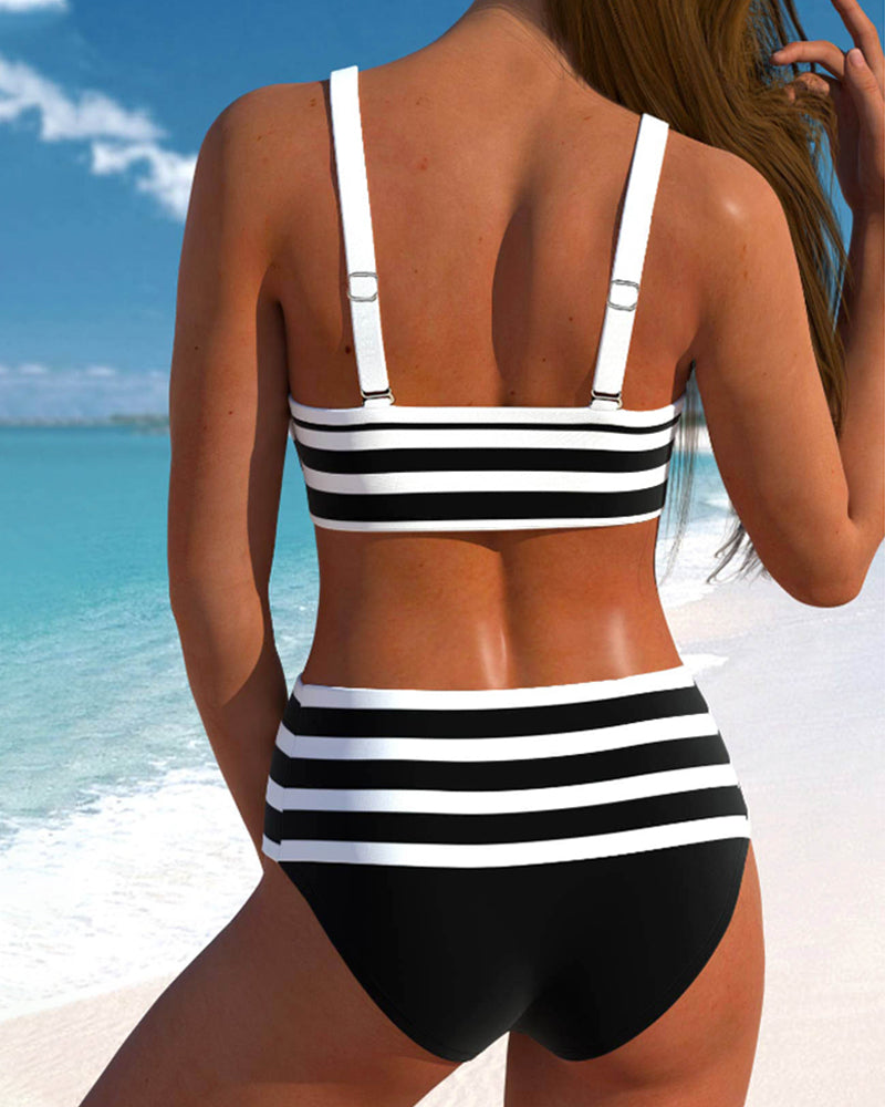 BIKINI DE RAYAS DE TALLE ALTO - MARTINA
