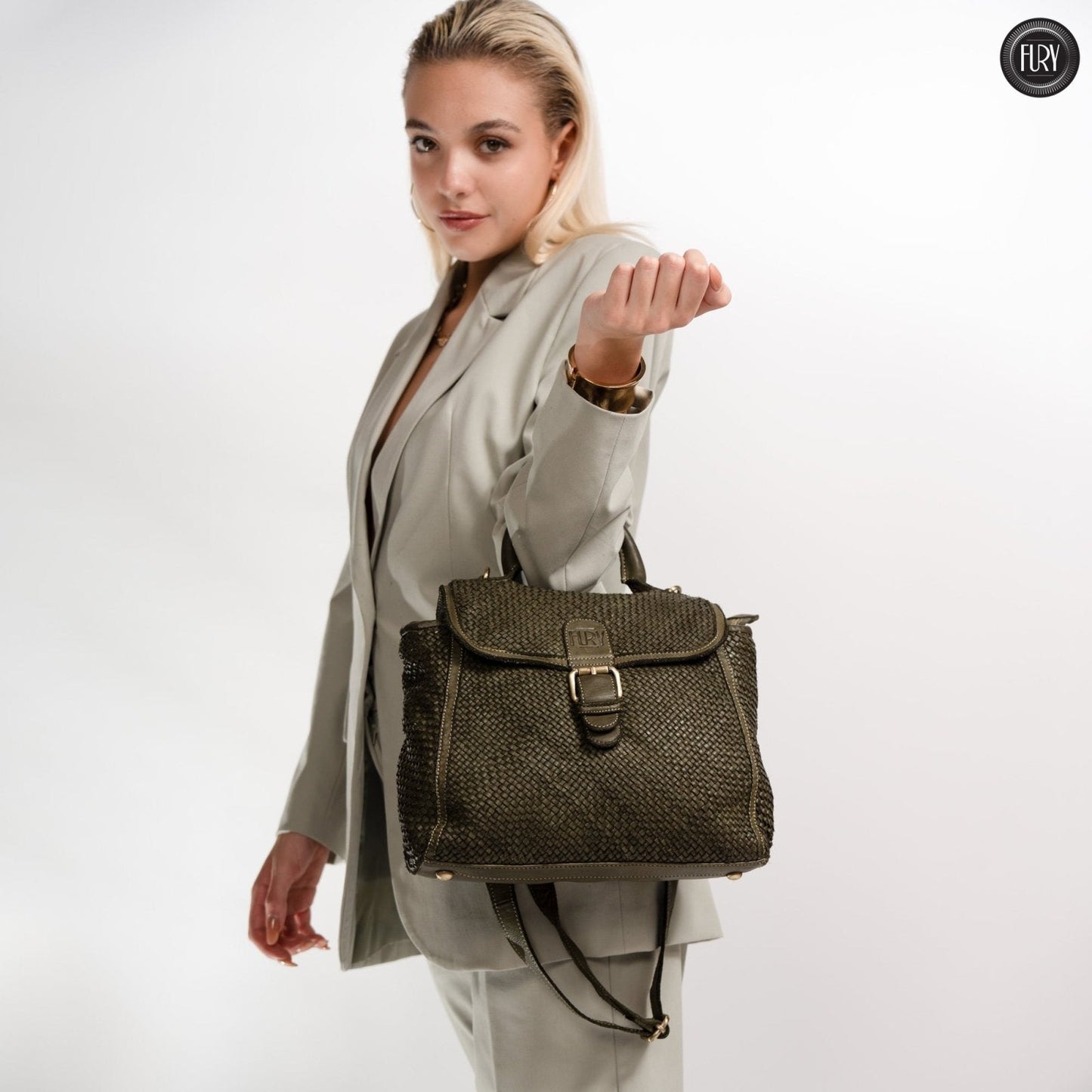 Borsa Camilla in pelle intrecciata