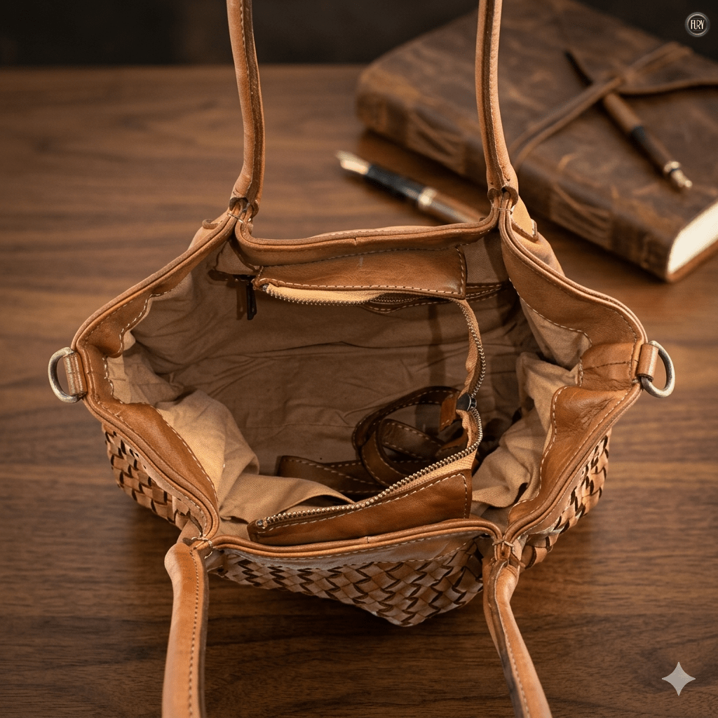 Borsa Caterina Riva in pelle intrecciata