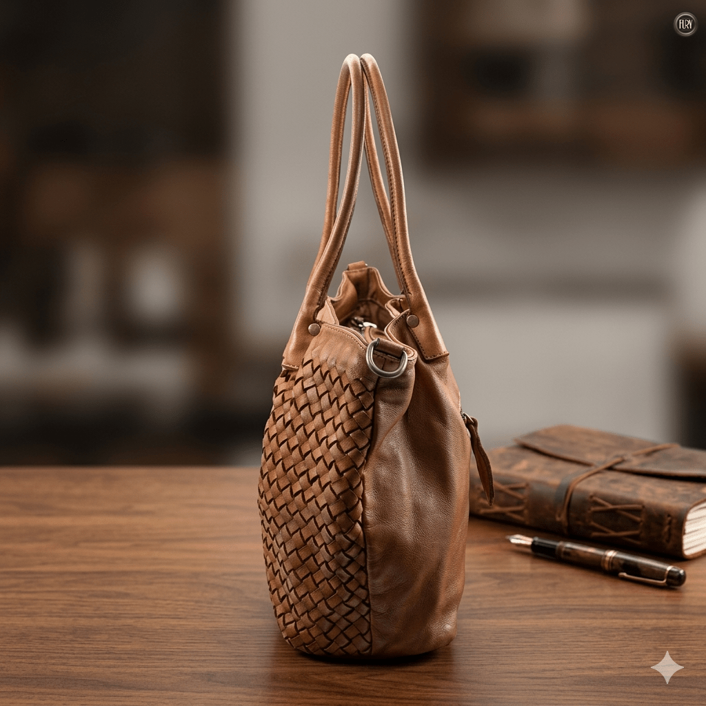 Borsa Caterina Riva in pelle intrecciata