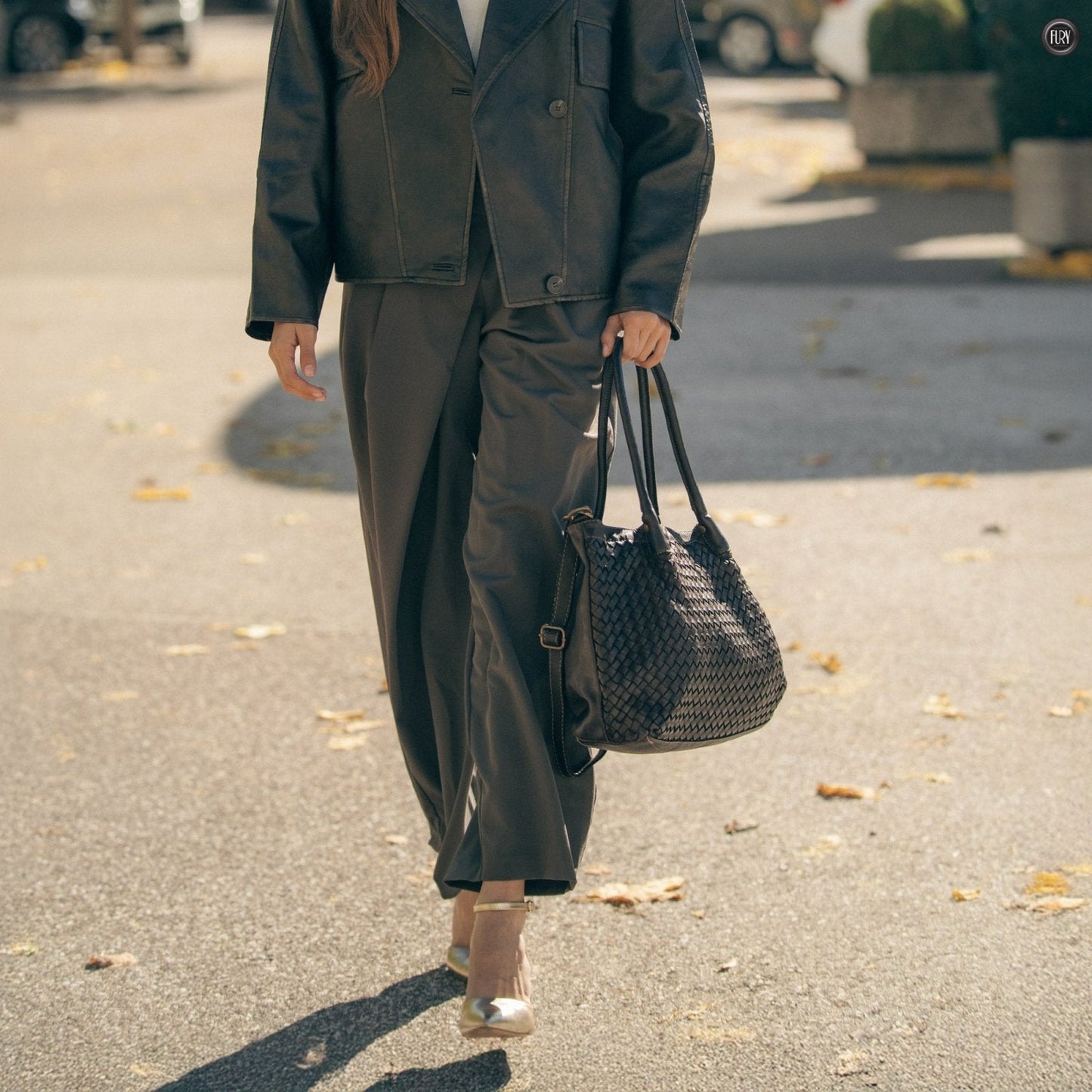 Borsa Caterina Riva in pelle intrecciata