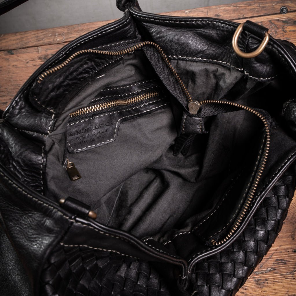 Borsa Caterina Riva in pelle intrecciata