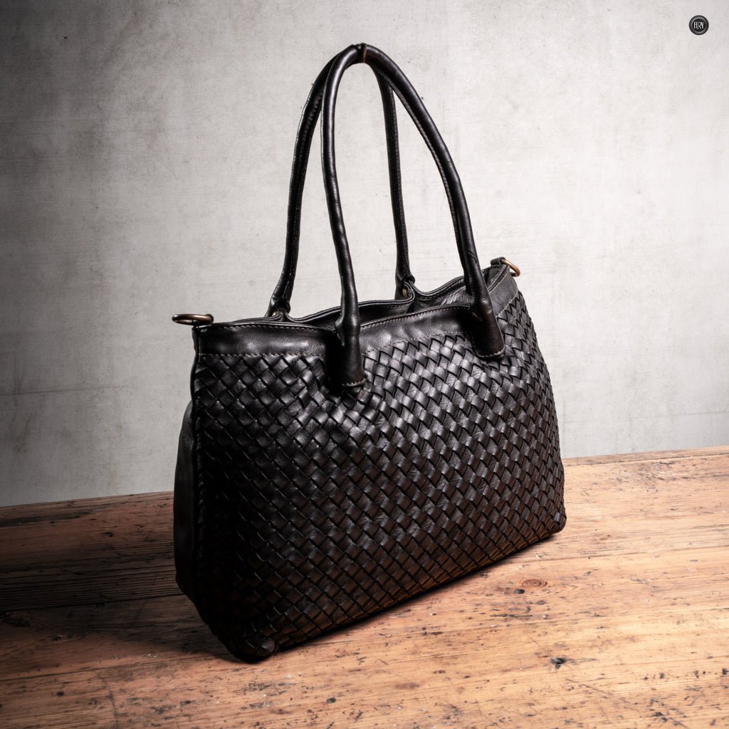 Borsa Caterina Riva in pelle intrecciata