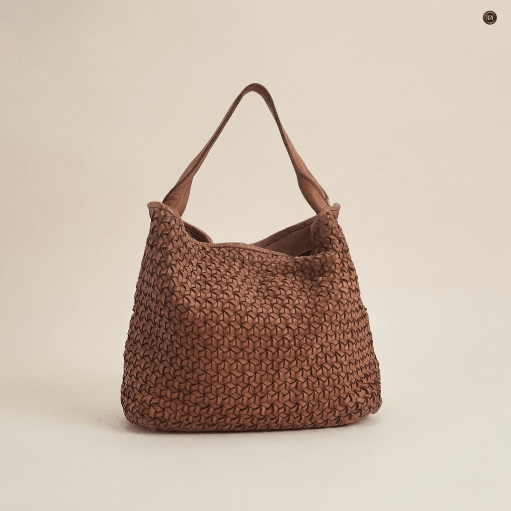 Borsa Tea maxi in pelle intrecciata