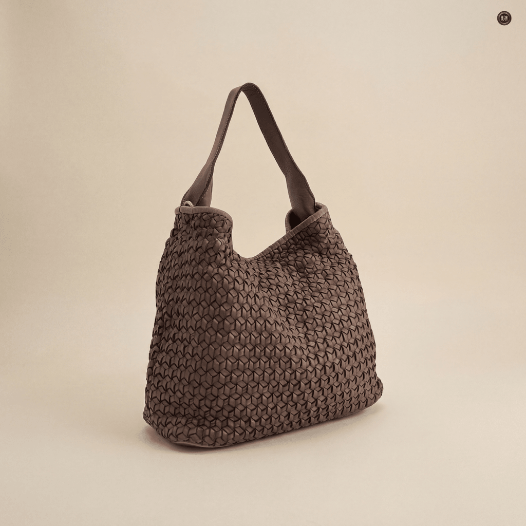 Borsa Tea maxi in pelle intrecciata