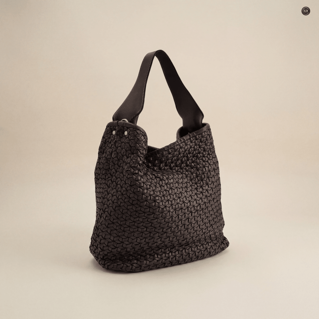 Borsa Tea maxi in pelle intrecciata