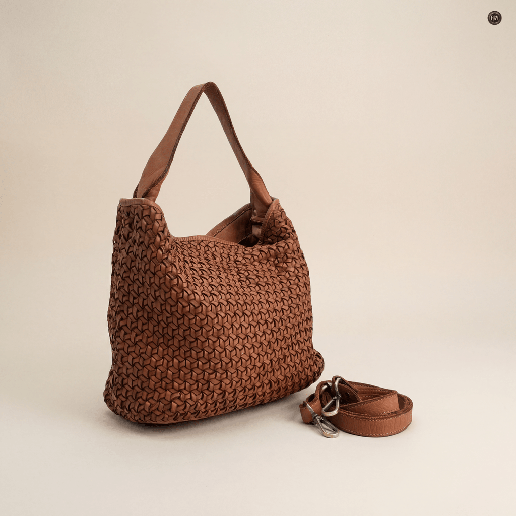 Borsa Tea maxi in pelle intrecciata