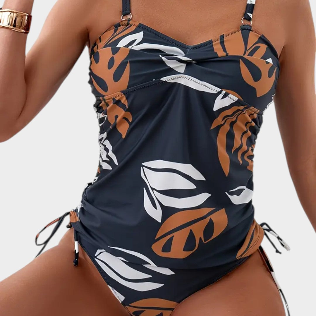 BIKINI CON ESTAMPADO DE HOJAS TROPICALES - CARMEN