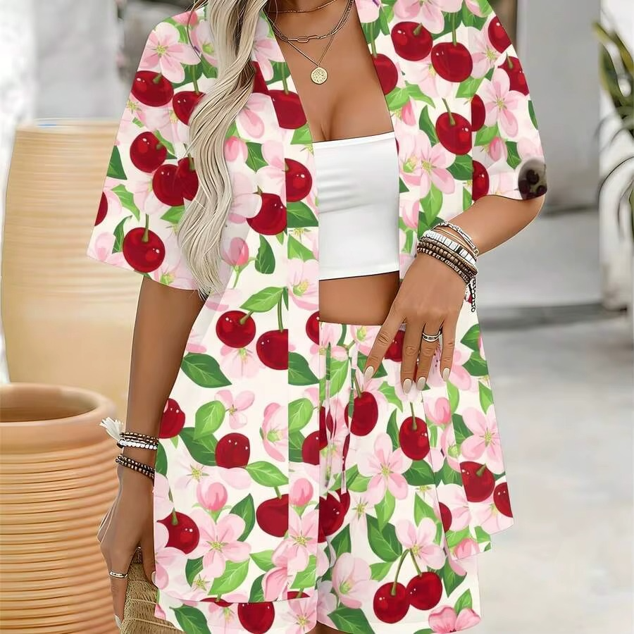 CONJUNTO DE DOS PIEZAS CON ESTAMPADO CEREZAS - SIGARDE