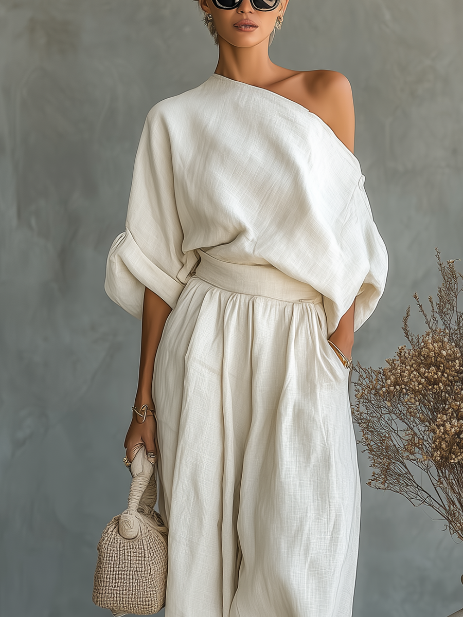 TOP SUAVE CON ESCOTE BARDOT Y PANTALONES AJUSTADOS - YEMEN