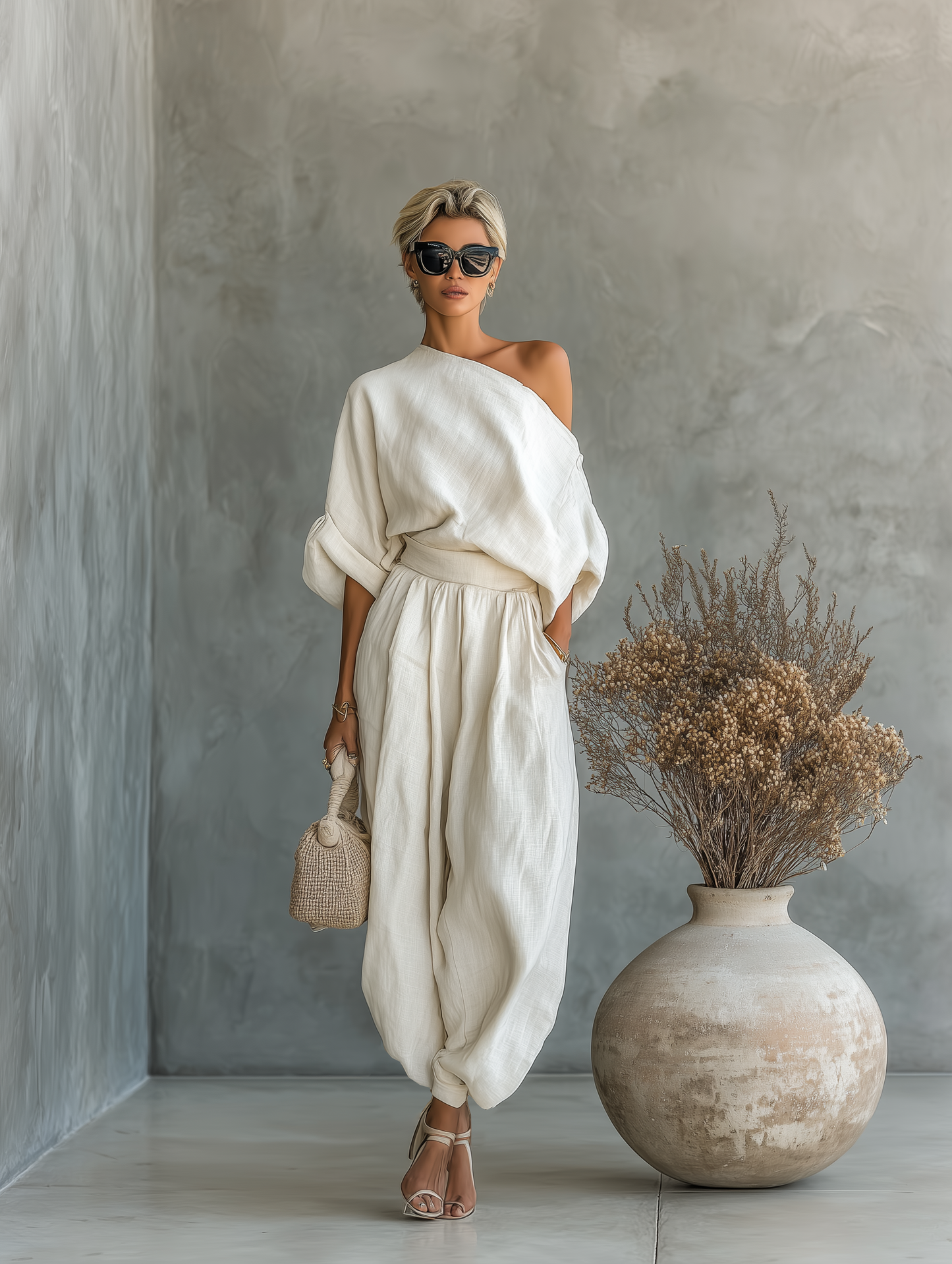 TOP SUAVE CON ESCOTE BARDOT Y PANTALONES AJUSTADOS - YEMEN