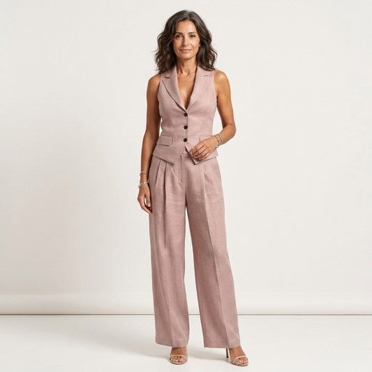 TRAJE DE DOS PIEZAS CON CUELLO EN V - VALLIERA