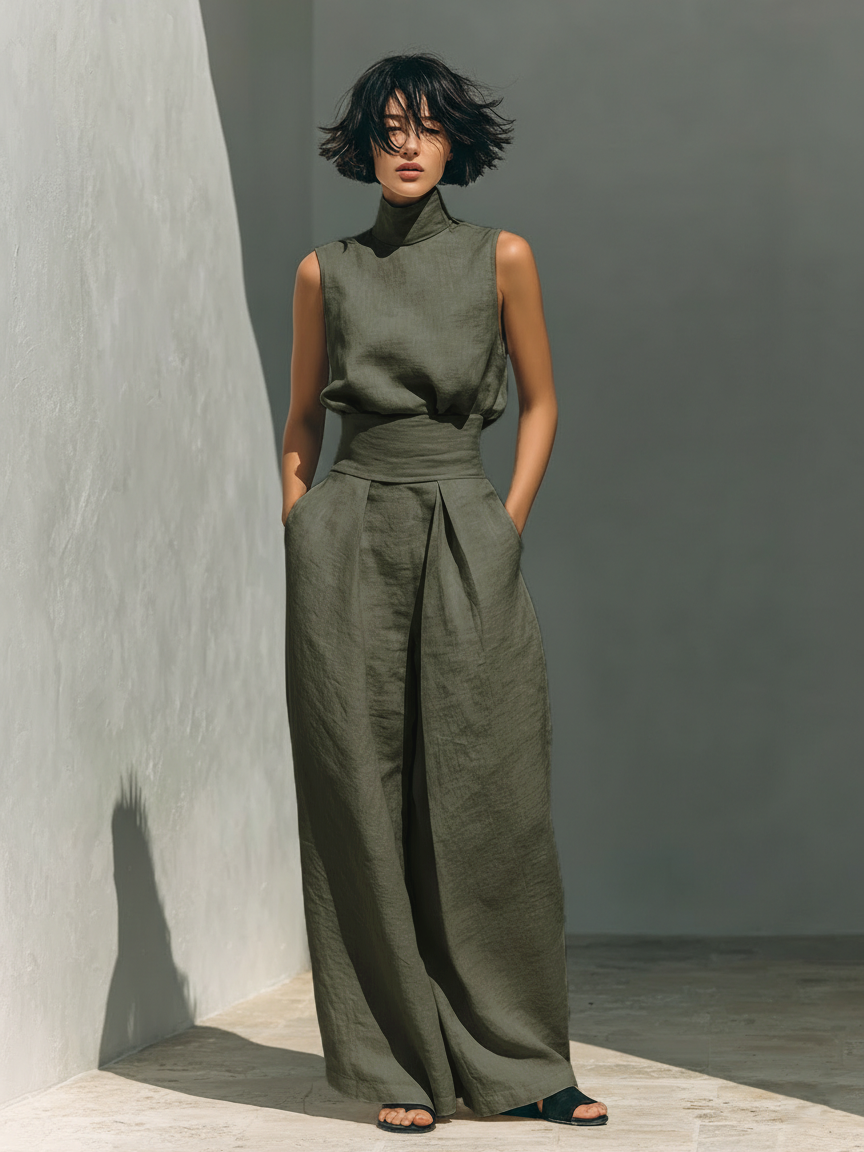 CONJUNTO MINIMALISTA DE BLUSA SIN MANGAS | ATHENEA