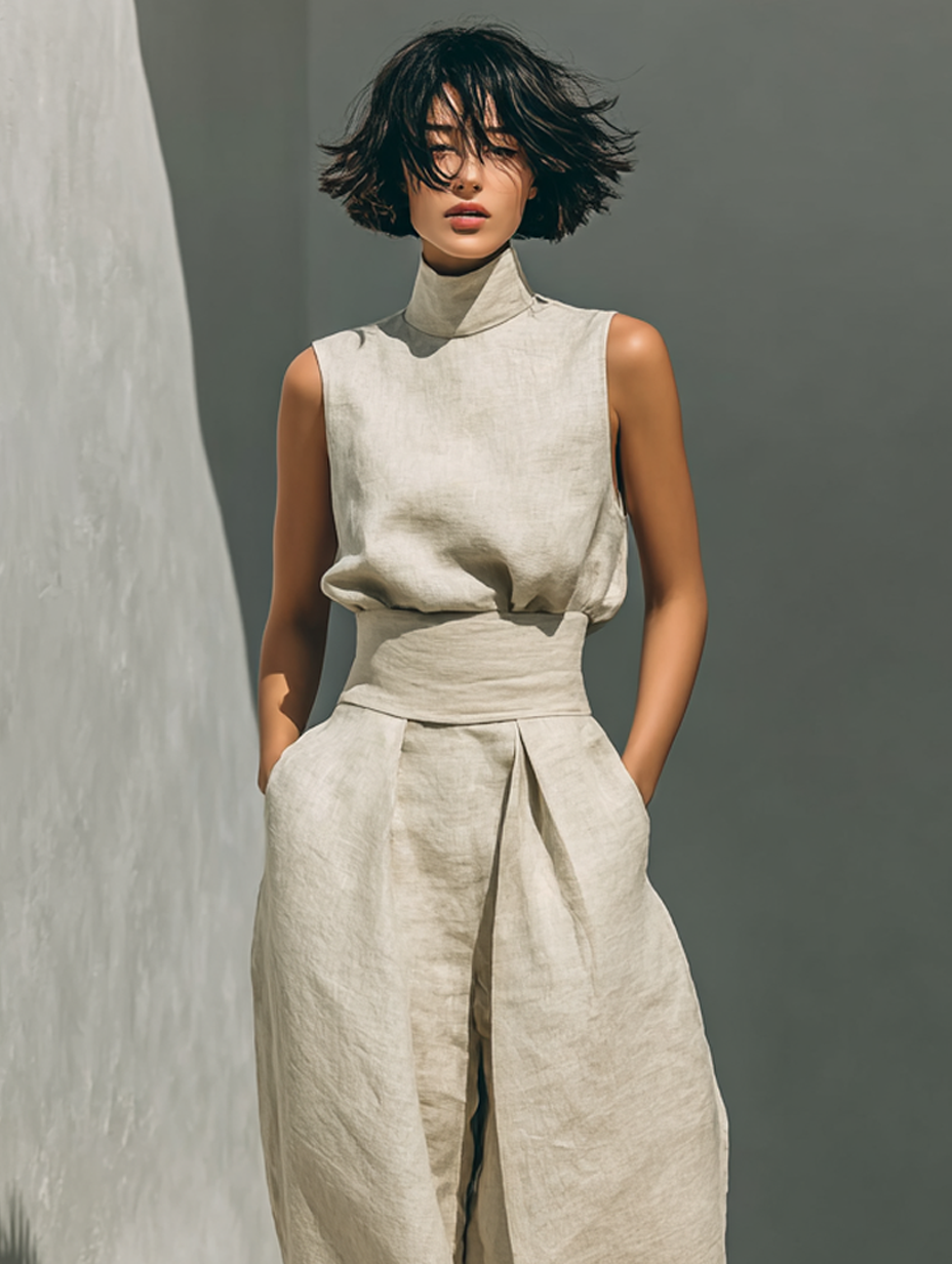 CONJUNTO MINIMALISTA DE BLUSA SIN MANGAS | ATHENEA