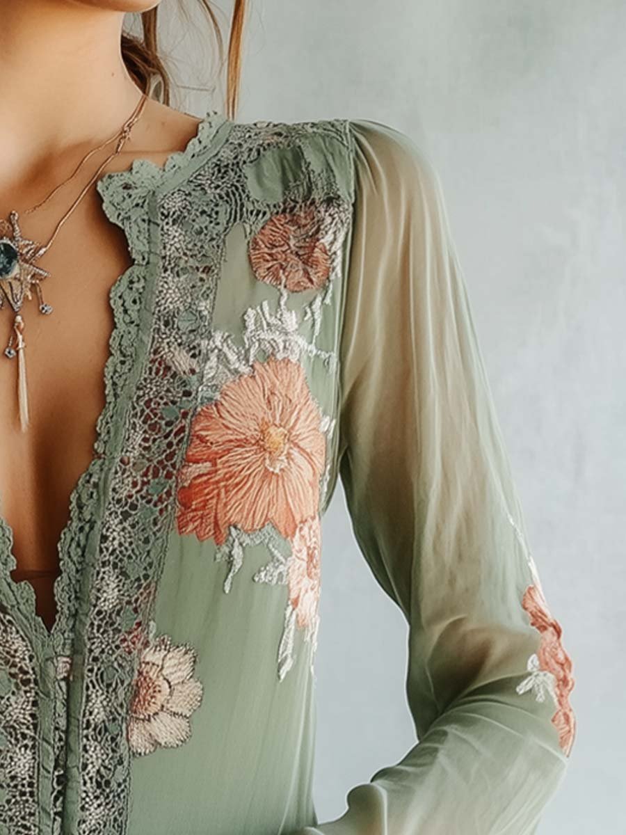 BLUSA BOHEMIA DE ENCAJE FLORAL - TALASHA
